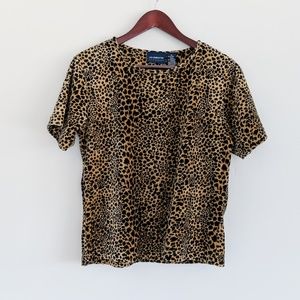 Liz Claiborne velvet leopard animal print tee
